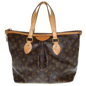 Louis Vuitton Monogram Palermo Handbag Tote Bag Brown Leather RED